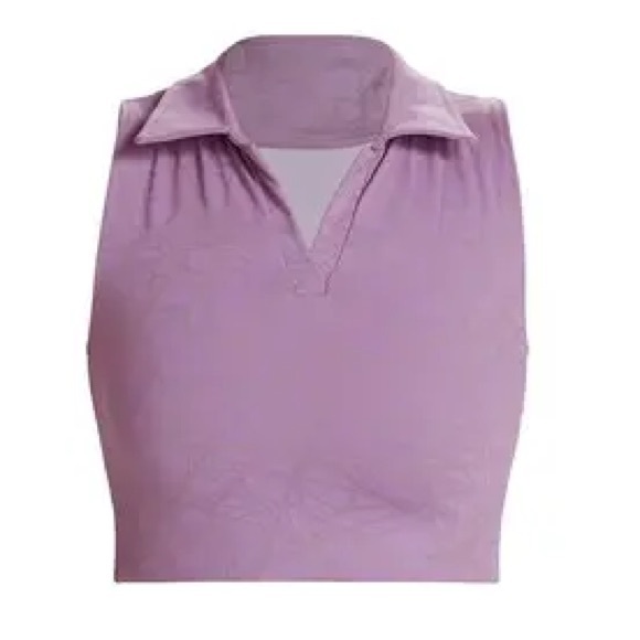 Tops - Purple Women's Collared Sports Bra Crop Top